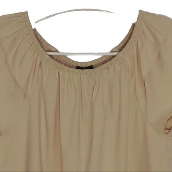 NWT DKNY Straw black off shoulder elastic neckline tiered short sleeves - Picture 4 of 16